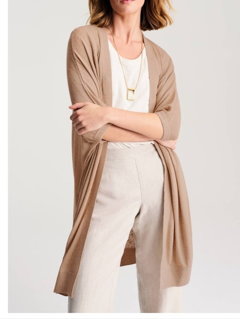 J.JILL Brown Open Midi Cardigan Sz Xl